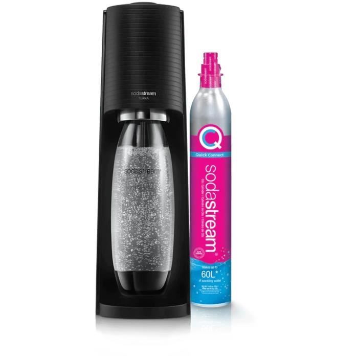 SODASTREAM Generatore di acqua gassata e soda - TERRA Nero - 1 bottiglia lavabile in lavastoviglie - 1 ricarica di gas da 60 litri