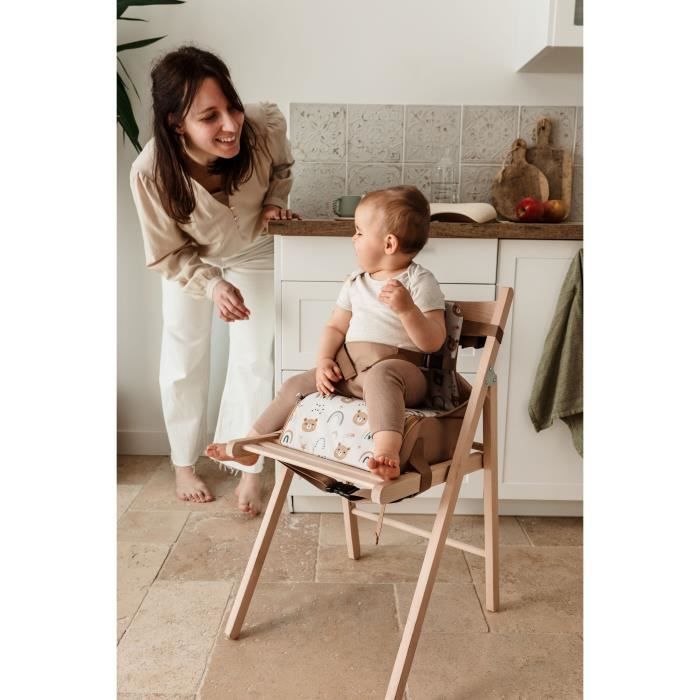 Rehausseur nomade - TINEO - 30 x 28 x 13 cm - Ultra Compact - Camel / Oursons