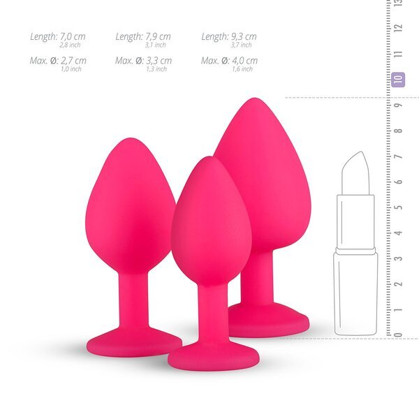 Silikonski analni čepki EasyToys z diamantno roza barvo