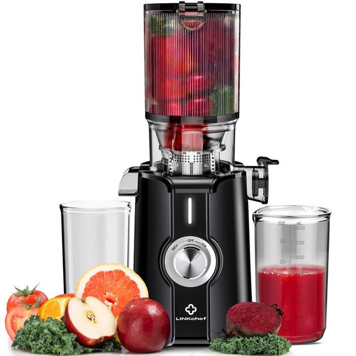 Sans Préparation Extracteur de Jus,Nettoyage installer Rapide,115mm Extracteur de Jus Lent,Rendement en jus de 99 %,1,2 L