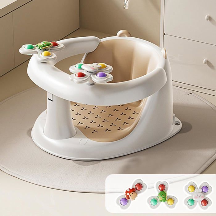 Asiento de baño antideslizante para bebés - 1-3 años - Juguete giratorio - Base antideslizante - Diseño de 360°
