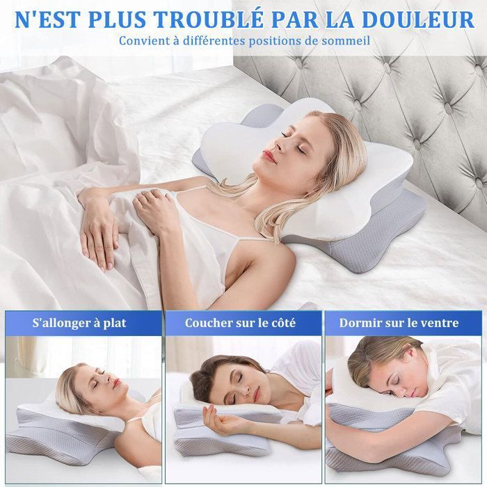 Oreiller Mémoire - Refroidissement Orthopédique Ergonomique - Blanc