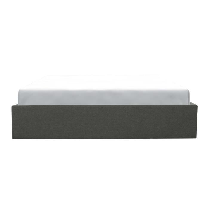 Cama de casal Eclipse com arrumação diurna - Tecido cinza escuro - 160 x 200 cm