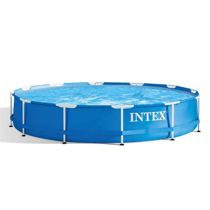 Kit piscina tubolare fuori terra INTEX - Telaio in metallo - 366 x 76 cm - Rotonda (fornita con pompa e cartuccia) - 28212NP
