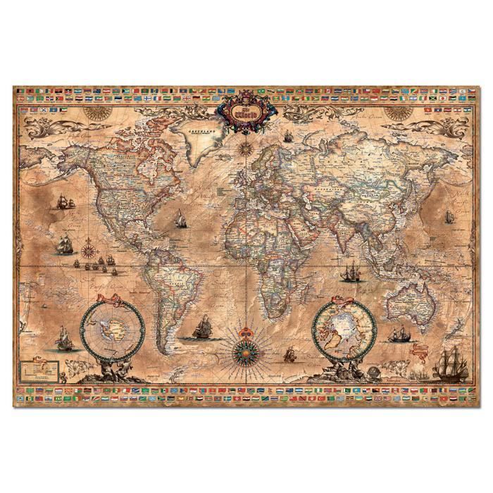 Rompecabezas del mapa del mundo, 1000 piezas, Viajes y mapas, EDUCA 15159