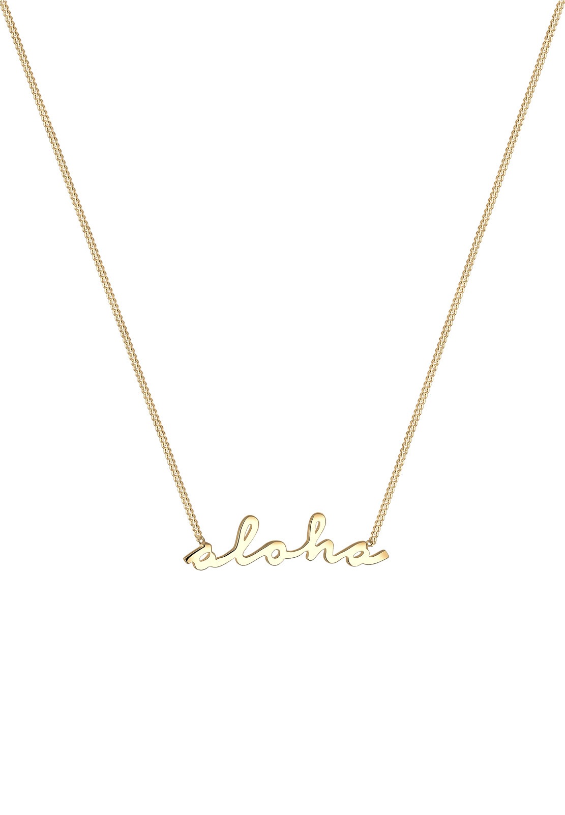 Elli Inscription Aloha Collier Femme - Plaqué Or Argent (925/1000)