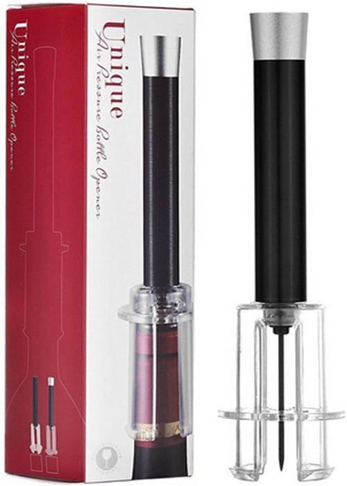 Sacacorchos neumático, abridor de botellas de vino, accesorio de sumiller, herramienta elegante (negro)