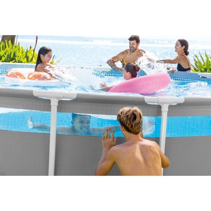 Kit de piscina tubular desmontable Intex - Estructura Pris - 488 x 122 cm - Redonda (bomba, cubierta, alfombrilla de suelo y escalera) - 26730NP