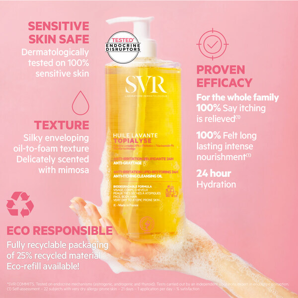 SVR TOPIALYSE Olio doccia idratante per viso e corpo 1L