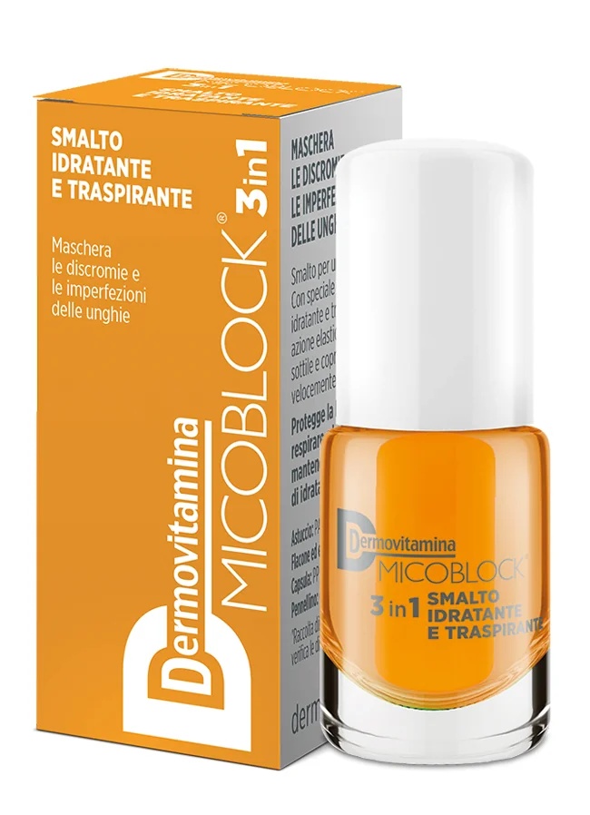 DERMOVITAMINA Dermovitamina Microblock 3 em 1 esmalte hidratante e respirável para unhas 5 ml amarelo