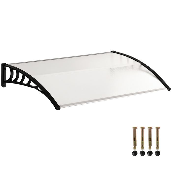 Toldo para puerta de entrada - Outsunny - Techo de policarbonato - Protección contra lluvia, nieve y rayos UV - 90 x 122 cm - Transparente