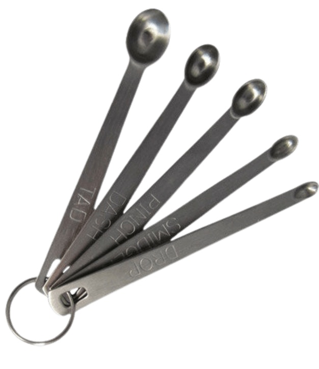 5 ruostumattomasta teräksestä valmistettua mittalusikkaa