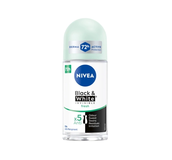 NIVEA Black&White Invisible Fresh antyperspirant roll-on dla kobiet 50 ml