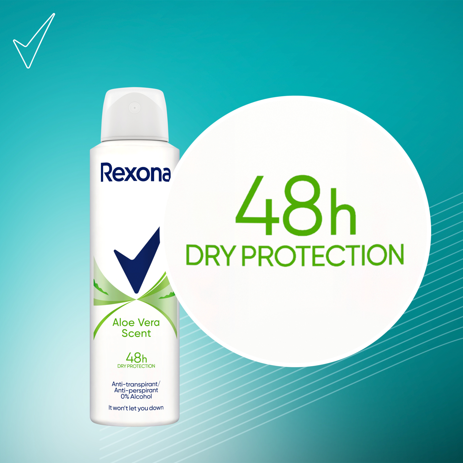 Desodorante antitranspirante en spray Rexona para mujer, 150 ml, con aloe.