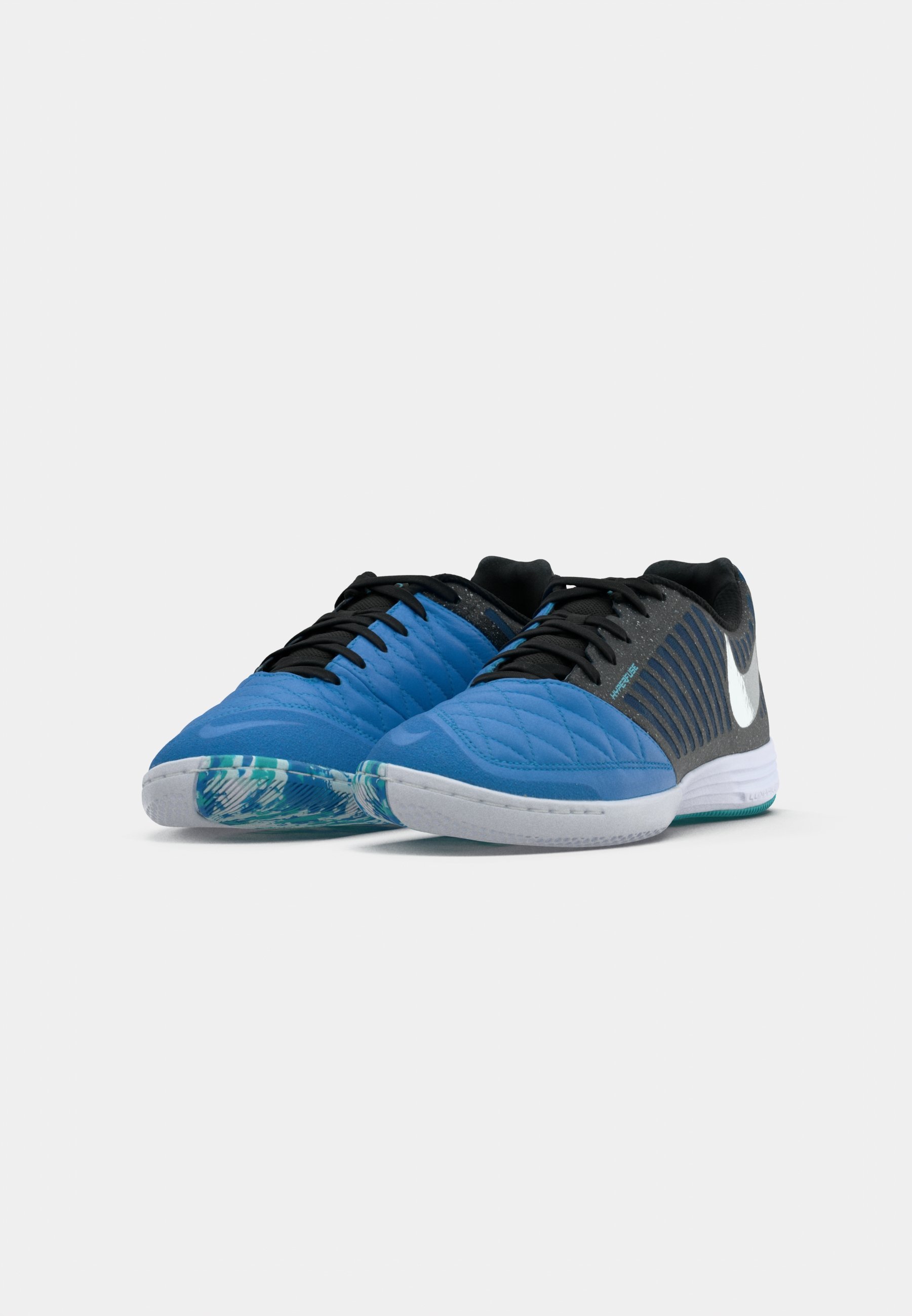 Nike Performance LUNAR GATO - Buty do piłki nożnej halowej - metaliczny srebrny/czarny/neptune blue