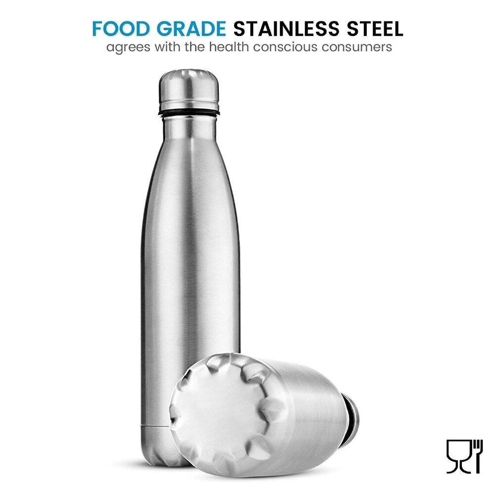 Bouteille de sport 500 ml, thermos à double paroi isolante, en acier inoxydable, pour eau et cola.