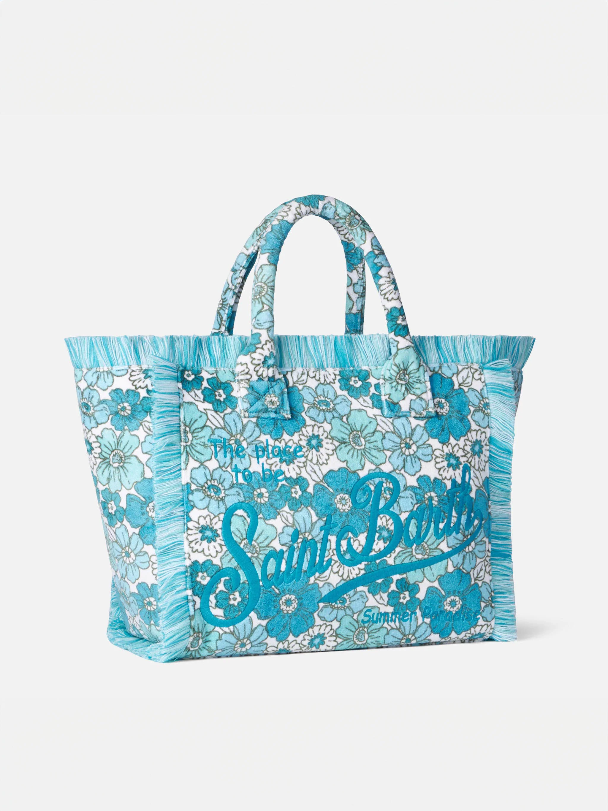 Vanity schoudertas van sponsstof met bloemenprint