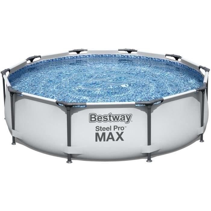 Kit para piscina tubular acima do solo BESTWAY Steel Pro Max™ - 305 x 76 cm - Redonda + Aspirador elétrico Aquascan