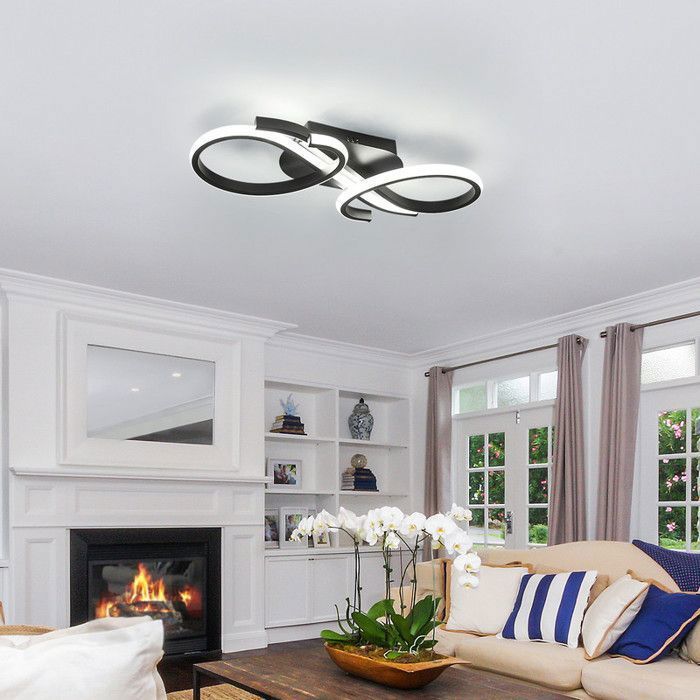 DELIPOP Plafonnier LED - Design moderne - 36W 6500K Noir Lampe de plafond pour salon Chambre - Taille: 42*16*7 cm