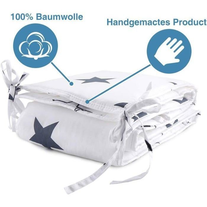 Tour de Lit de Protection pour Bb Protection de Tte Nid 180x28 cm Blanc avec Schrpen Multicolores