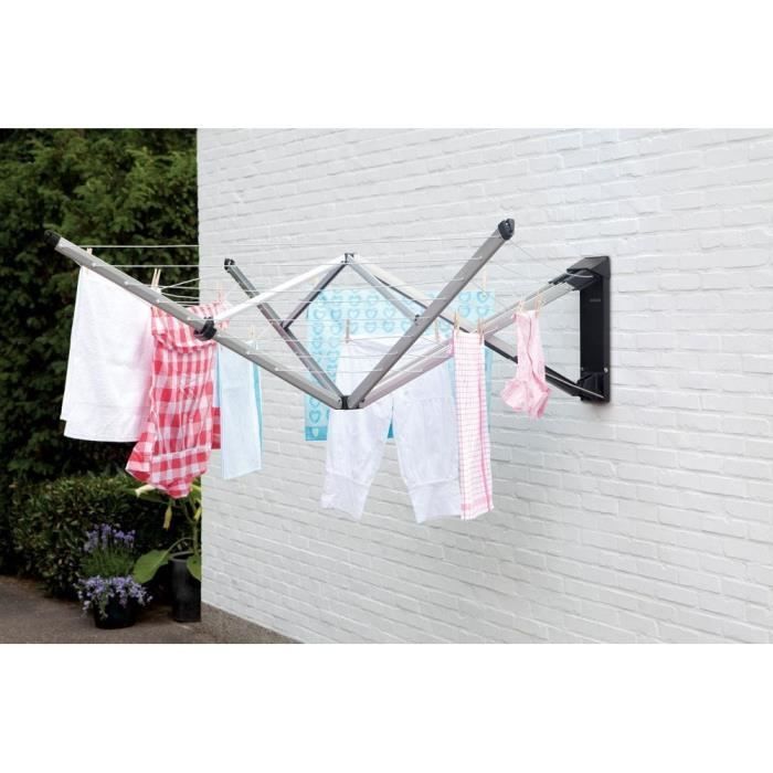 BRABANTIA - Wallfix - Secadora de ropa - 24 m - Con funda - Gris metalizado