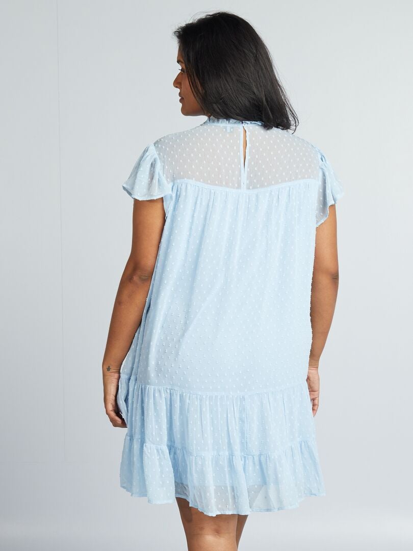Vestido de voile Plumetis - AZUL