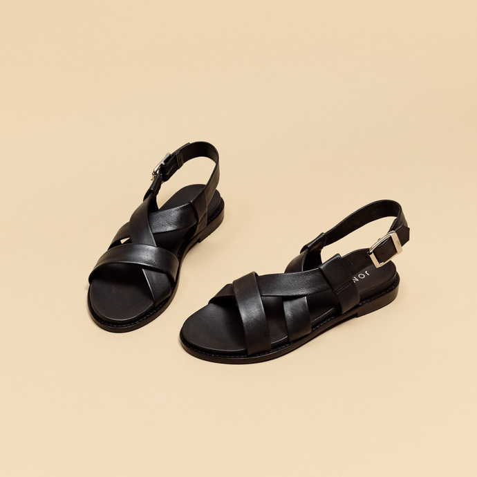 Sandales à brides épaisses  en cuir noir