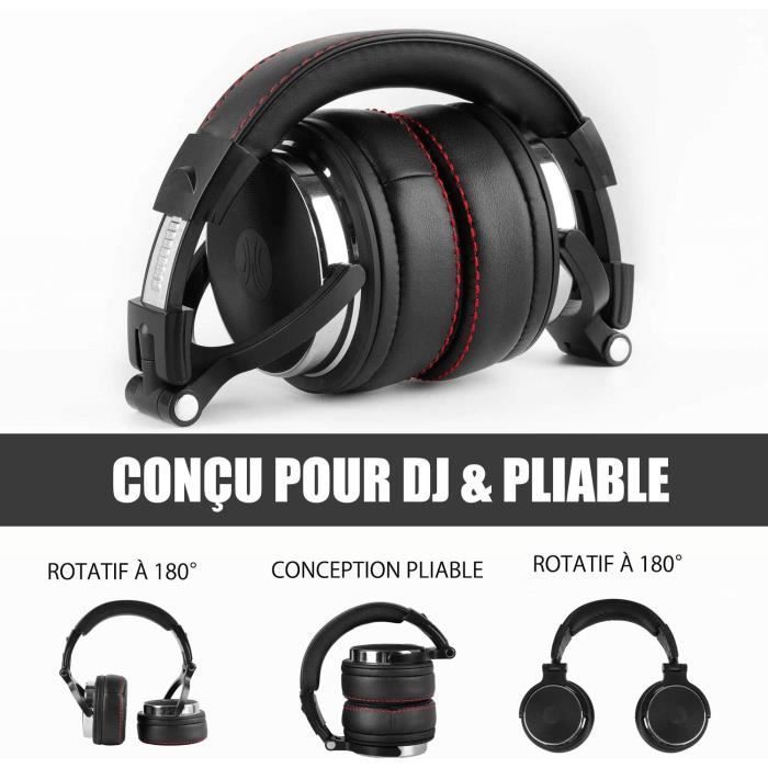 Pro50 gesloten DJ-hoofdtelefoon, OneOdio Hi-Fi-hoofdtelefoon, bedrade computerhoofdtelefoon met 50 mm drivers (zwart)