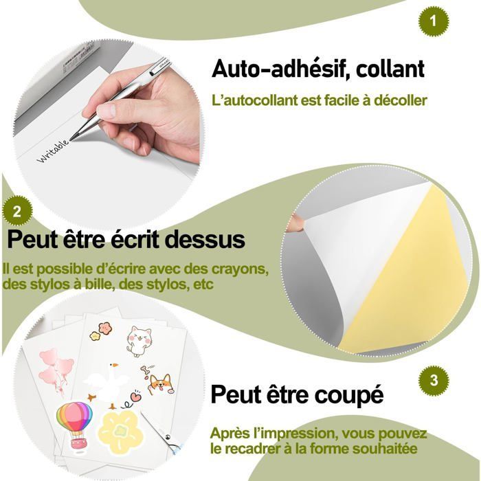 30 Feuilles A4 Imprimante Etiquette Autocollante Papier Autocollant Imprimante Adhésif Blanc