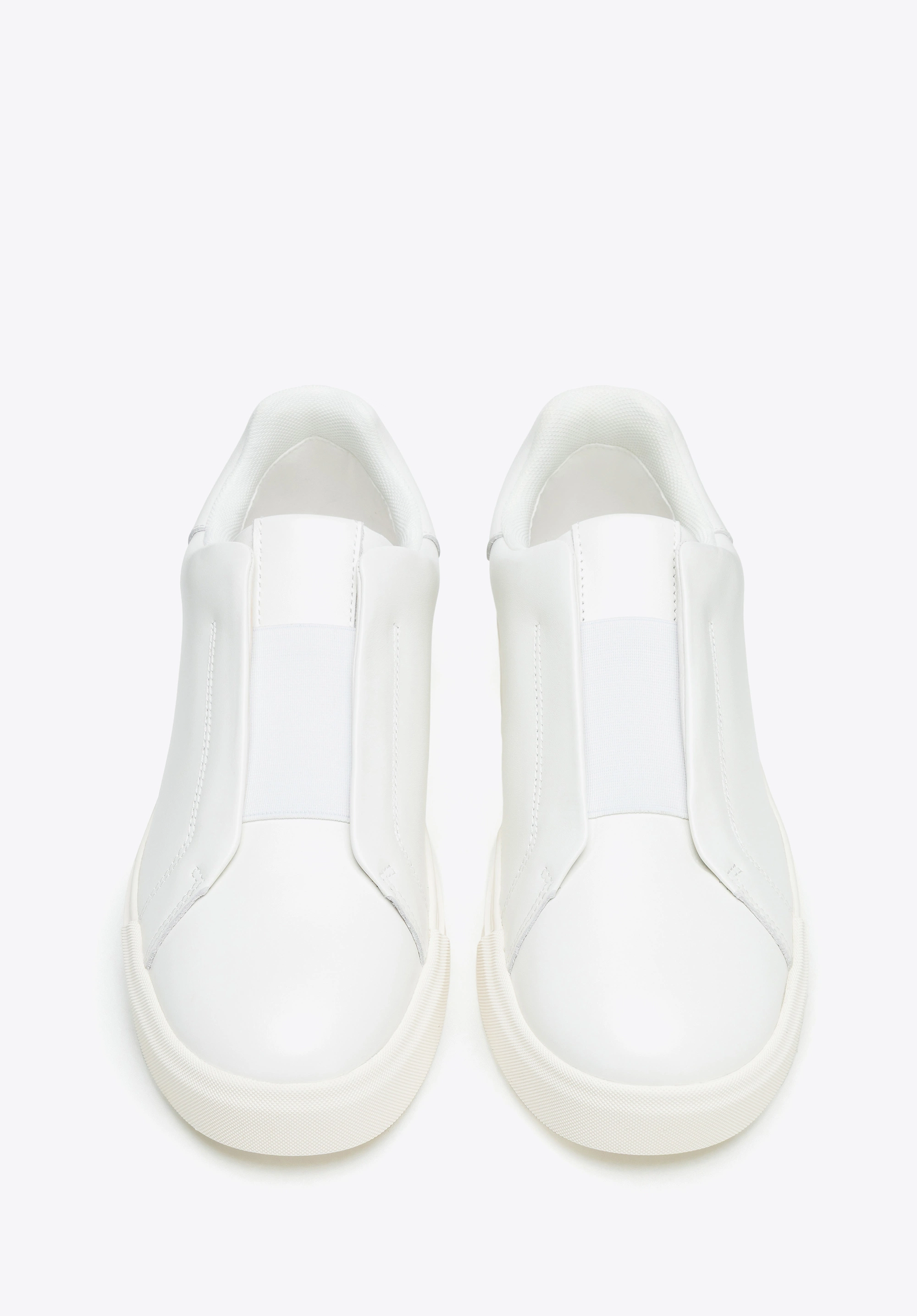 Męskie sneakersy ze skóry naturalnej wsuwane złamana biel