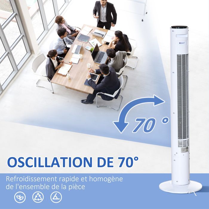 HOMCOM - Ventilador de torre - ABS - 31,5 x 31,5 x 117 cm - Blanco