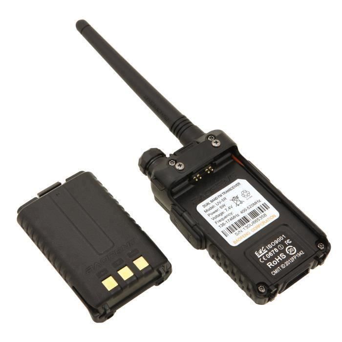 Radio portátil Baofeng Walkie Talkie UV-5R de 65 MHz a 108 MHz VHF/UHF con LED, doble banda FM y 128 canales bidireccionales.