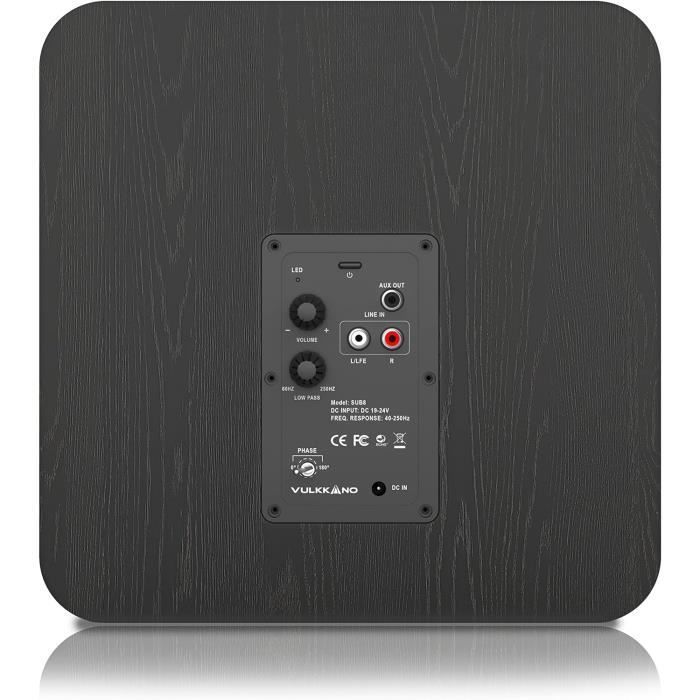 Subwoofer ativo - VULKKANO - SUB8 - 8 polegadas - 80 W - Acabamento elegante em preto