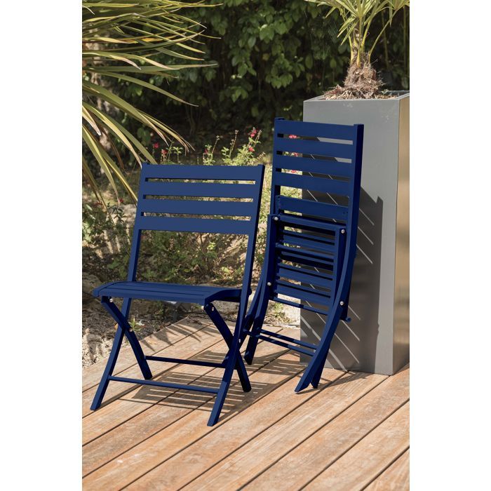 Set da pranzo da giardino in alluminio per 2 persone - Blu navy