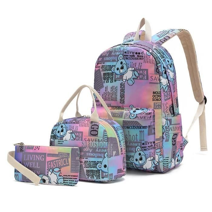 Set of 3 School Bags for Girls and Boys, Primary School Bag XJYDNCG Children's Backpack - 30x19x43cm - Blue