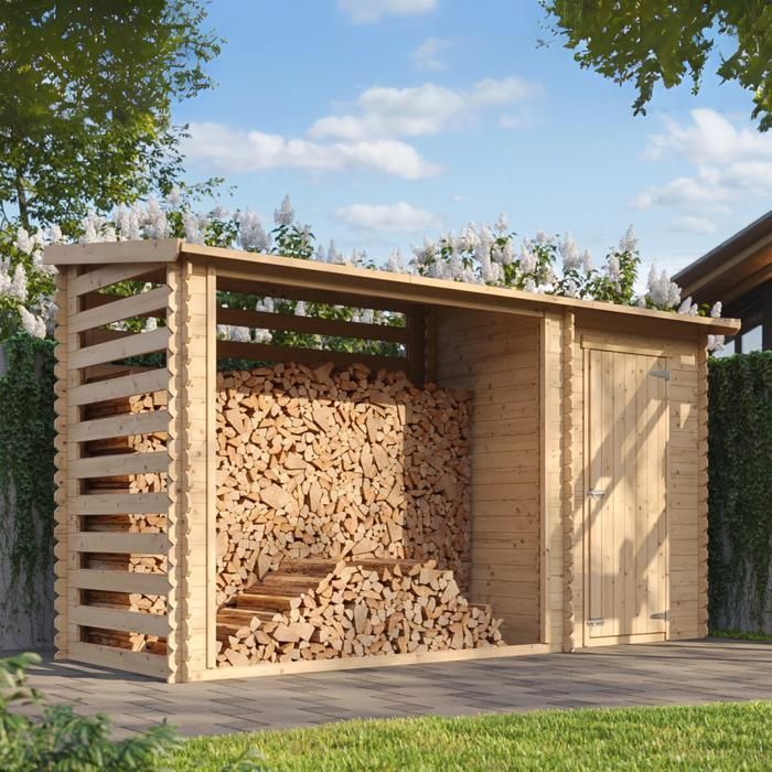 TIMBELA wooden garden shed - 348x146 cm - Pine/spruce - 19 mm thick - M205