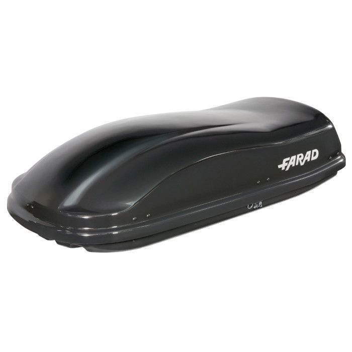 Cofre de techo FARAD F3 Marlin de 400 litros, color negro metalizado.