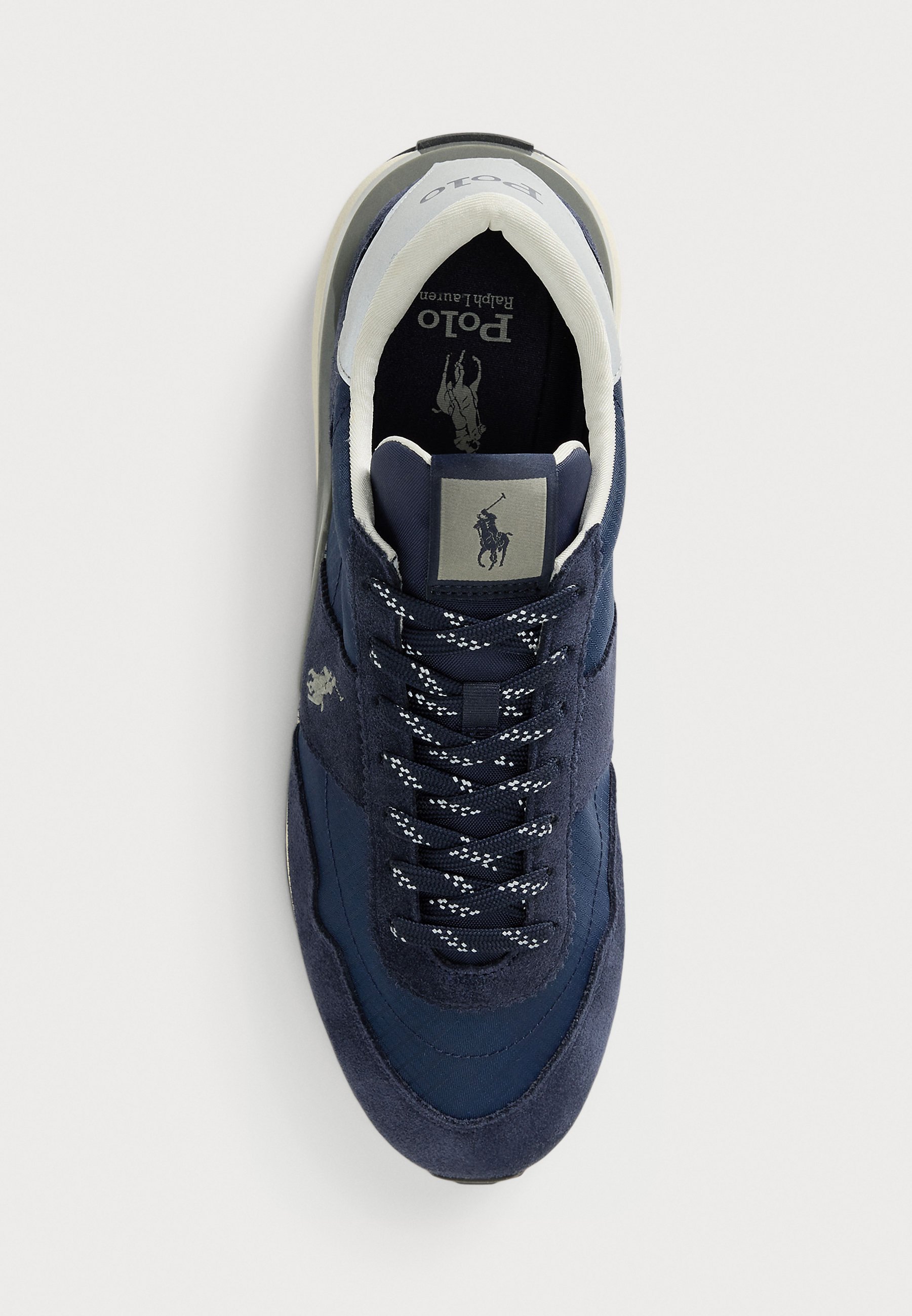 Baskets Polo Ralph Lauren TRAIN 89 en daim et Oxford, unisexe - Bleu marine chasseur