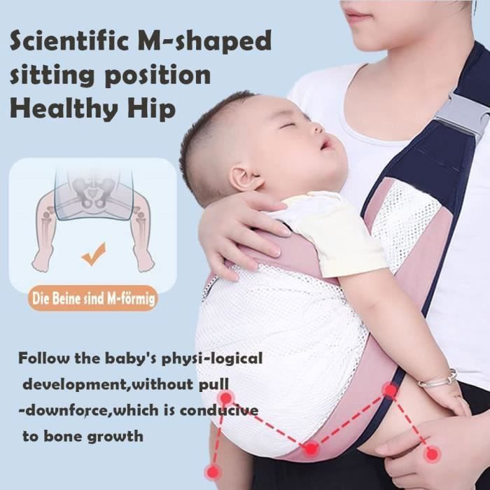 Portabebés transpirable, bandolera ajustable de malla 3D para recién nacidos y niños pequeños de hasta 18 kg (malla rosa). Etiqueta