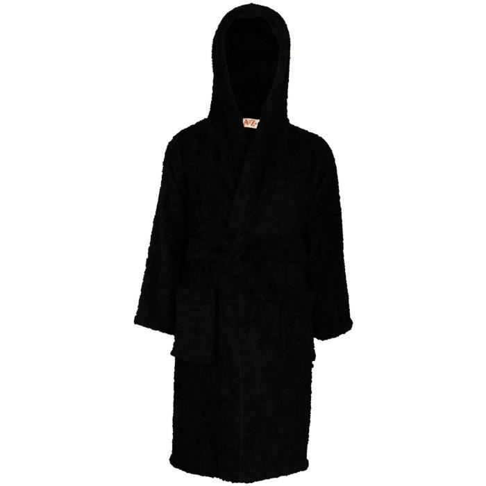 Bata de baño con capucha para niños - Unisex - Negra - Ropa de estar por casa para niños y niñas