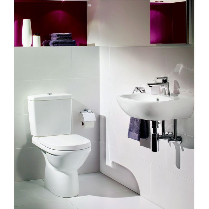 VILLEROY & BOCH - Kit WC a pavimento senza brida O.novo - scarico orizzontale e sedile con chiusura ammortizzata e sgancio rapido - Ceramica