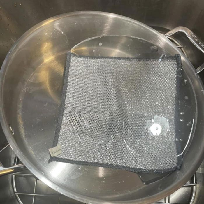 Estropajos de acero inoxidable potentes y duraderos para fregar en seco y en húmedo, paños de esponja, bandeja de alambre de doble capa, 10 piezas, 20 x 20 cm