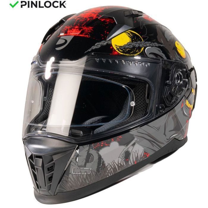 Casco integral para moto MOTOBLOUZ EROS NEGAN con visera solar | Homologado según la normativa ECE 22.06 | Pinlock incluido | Negro/Gris |