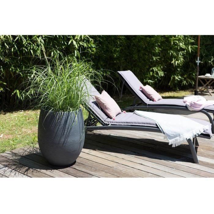 Maceta redonda con forma de huevo Ø 50cm - EDA - Grafito - 53 L - Ø 50 x H. 53 cm - Gris antracita