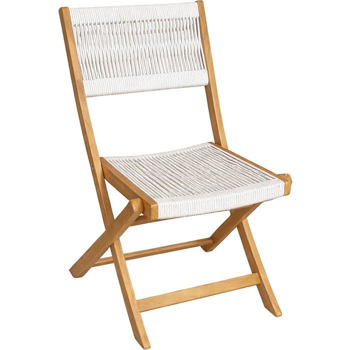 Juego de 2 sillas plegables de jardín - AWANA - Madera de acacia con certificación FSC - Cuerda trenzada - 52 x 48 x 85 cm