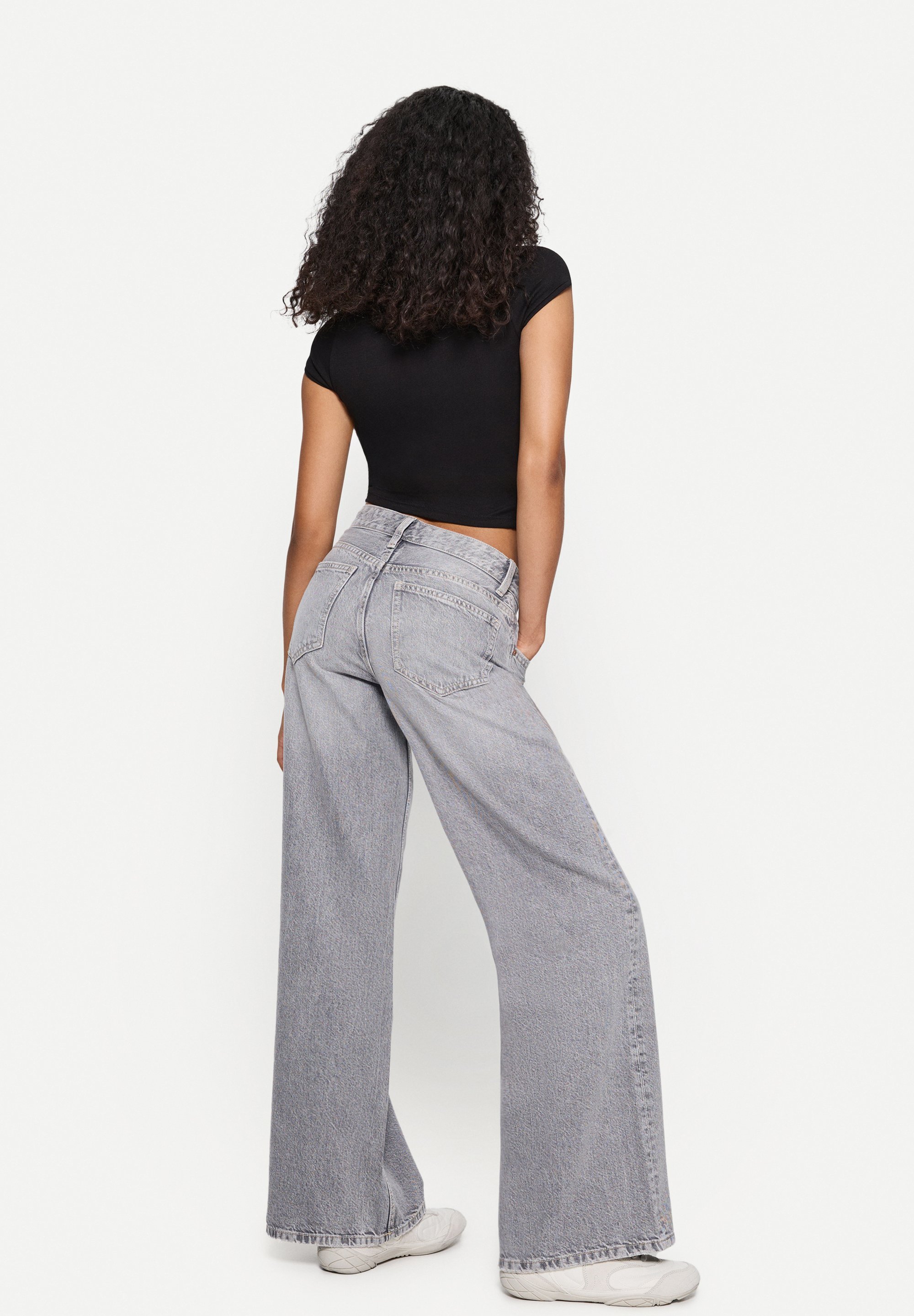 Bershka WIDE-LEG - Gamba larga - grigio