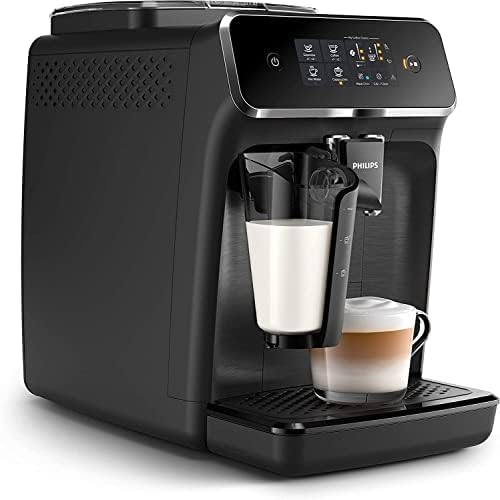 Philips 2200 -sarjan täysautomaattinen espressokone - LatteGo-maidonvaahdotin, 3 kahvilaatua, intuitiivinen kosketusnäyttö, musta, (EP2230/14)