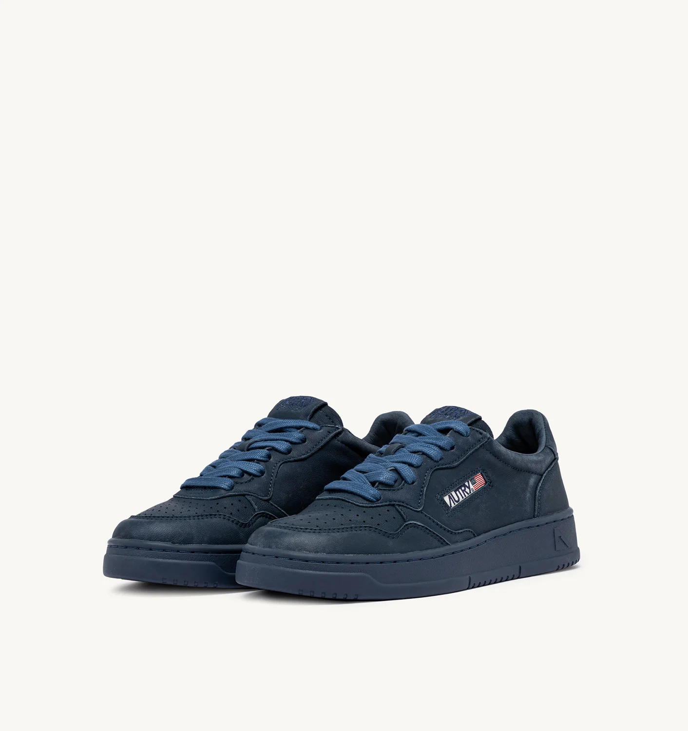 TENIȘI MEDALIST JOS DIN PIELE NAPPA CULOARE DENIM ÎNCHIS
