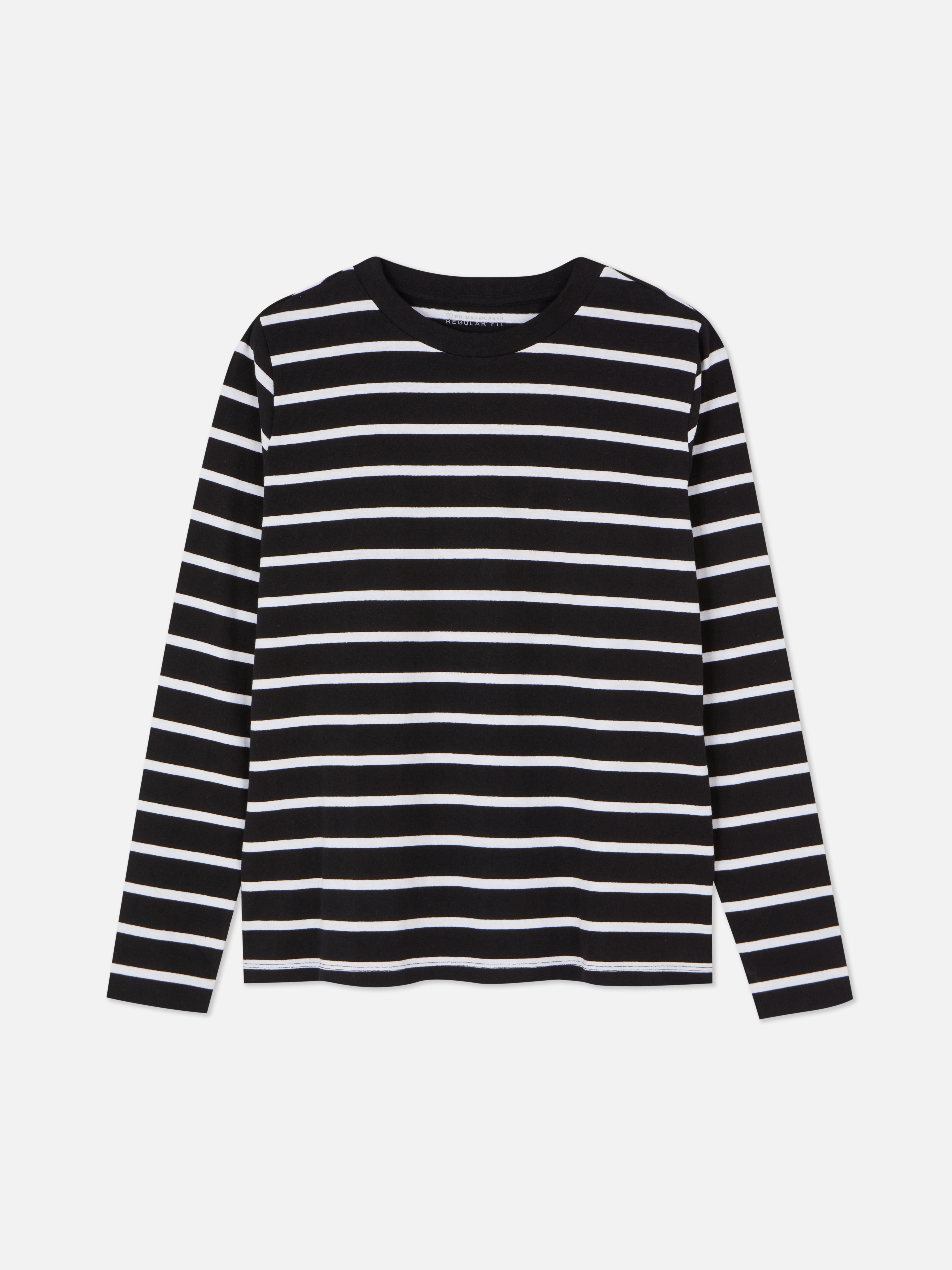 Top a maniche lunghe a righe. Classico top a maniche lunghe con scollo rotondo e vestibilità comoda.