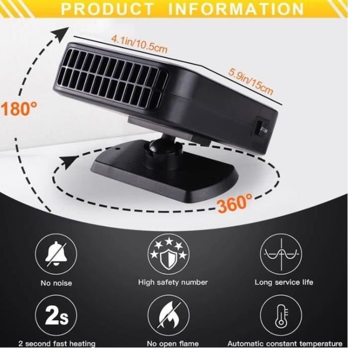 Calefactor para coche de 12 V - 200 W - Portátil - 2 en 1 - Desempañador Rojo
